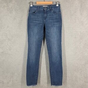 DL1961 Florence Instasculpt Cropped Jeans Size 26‎ Blue Frayed Hem